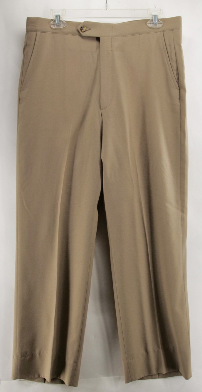 Vintage Sansabelt System Pants Mens 34x28 Beige Tan Dress Pants Work
